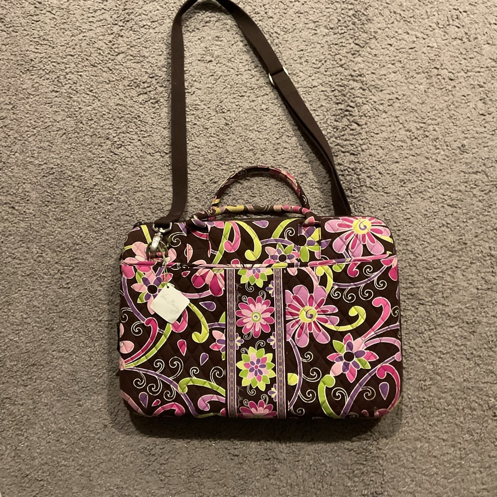 NWT Vera Bradley Vintage Laptop Portfolio Purple Punch Floral Bag Crossbody Y2K - Picture 7 of 9